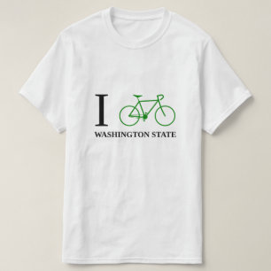 I Bike WASHINGTON STATE (Green Bicycle Icon) T-Shirt