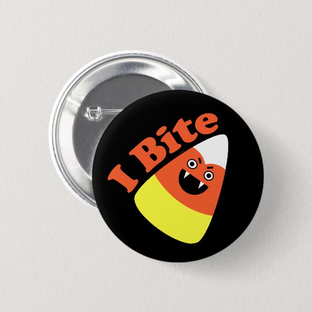 I Bite Halloween Candy Corn Vampire 6 Cm Round Badge (Front & Back)