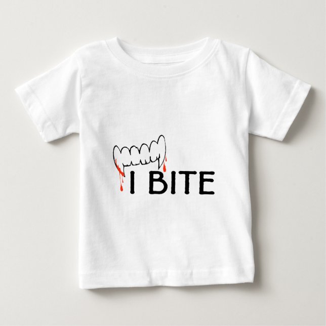 I Bite (Teeth and Blood) Baby T-Shirt (Front)