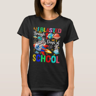 I Blasted Through 100 Days School T-rex Riding Roc T-Shirt