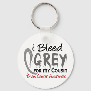I Bleed Grey For My Cousin Brain Cancer Key Ring