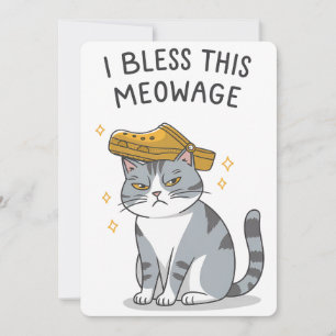 I Bless This Meowage Marriage Funny Cat Wedding Holiday Card