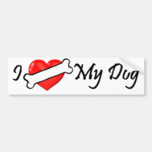 I (bone) heart my dog bumper sticker