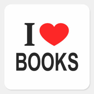 I ❤️ BOOKS I LOVE BOOKS I HEART BOOKS SQUARE STICKER