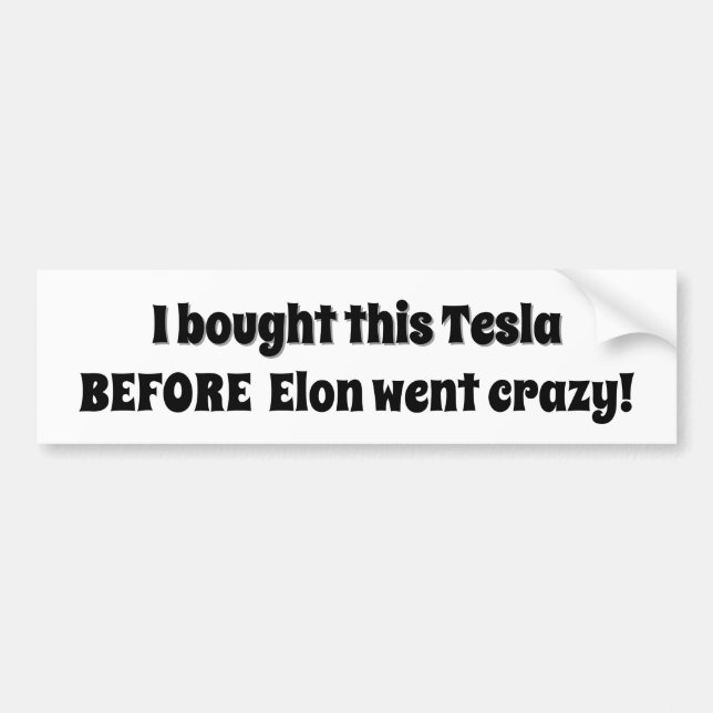 I bought this Tesla before Elon went crazy! Bumper Sticker (Front)