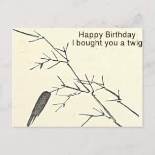 I Bought You a Twig Funny Birthday Card, Humourous Postcard