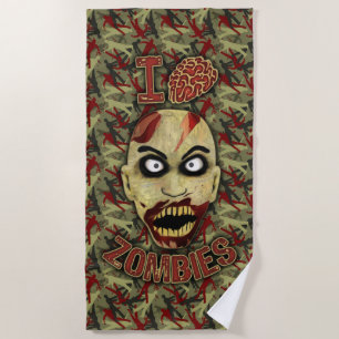 I Brain Zombies Beach Towel
