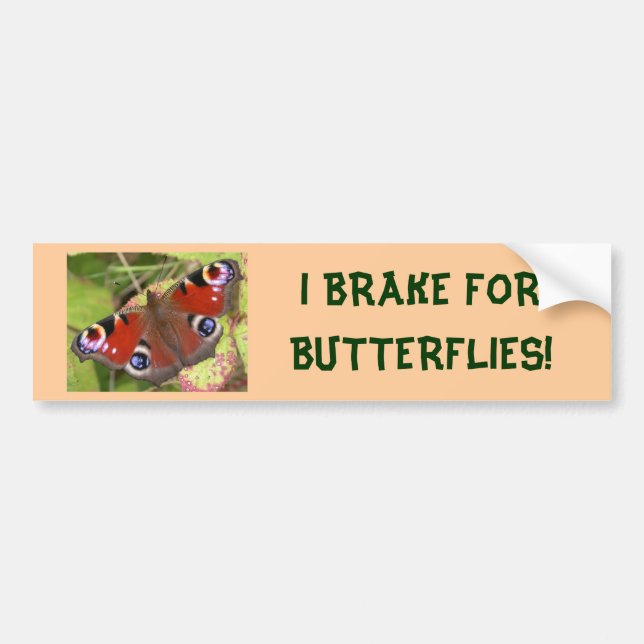 I BRAKE FOR BUTTERFLIES bumper sticker (Front)