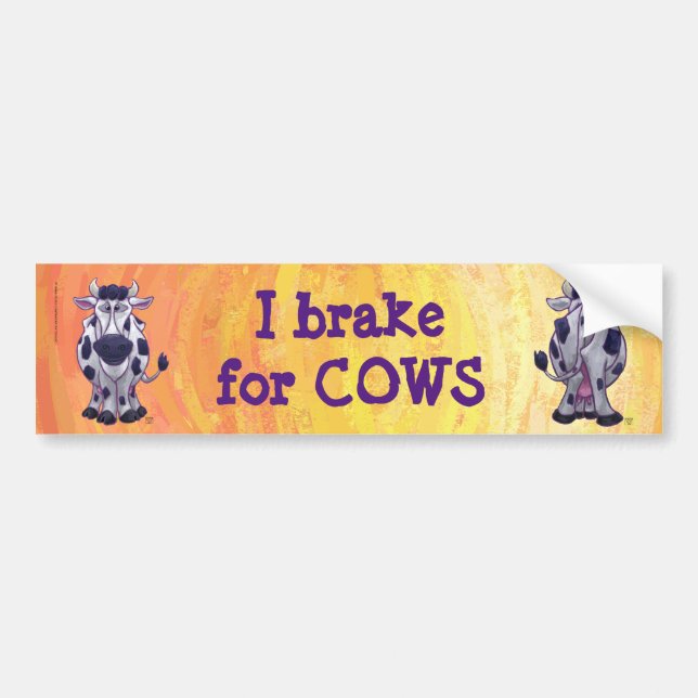 I Brake for Cows Bumper Sticker (Front)