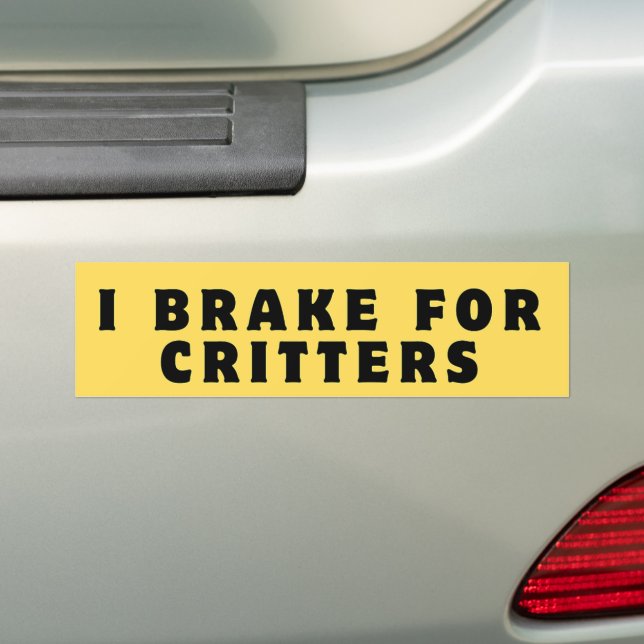 I Brake for Critters, Bumper Sticker, Funny  Sticker (On Car)