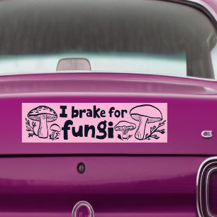I BRAKE FOR FUNGI Cute Mushrooms Foraging Nature Bumper Sticker