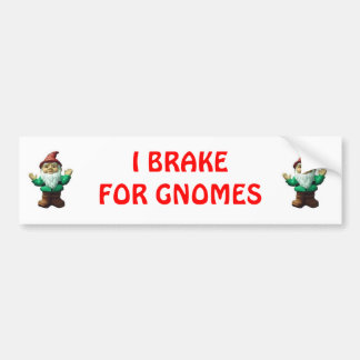 I BRAKE FOR GNOMES (RED) BUMPER STICKER