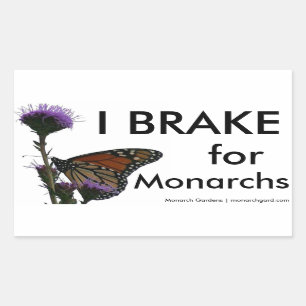 I Brake For Monarchs Rectangular Sticker