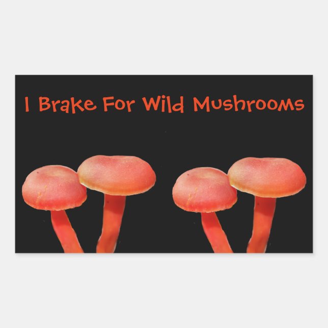 I Brake For Mushroom Cute Nature Rectangular Sticker (Front)