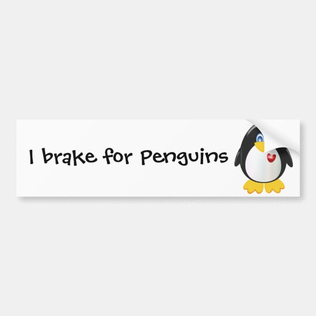 I brake for Penguins Bumper Sticker (Front)