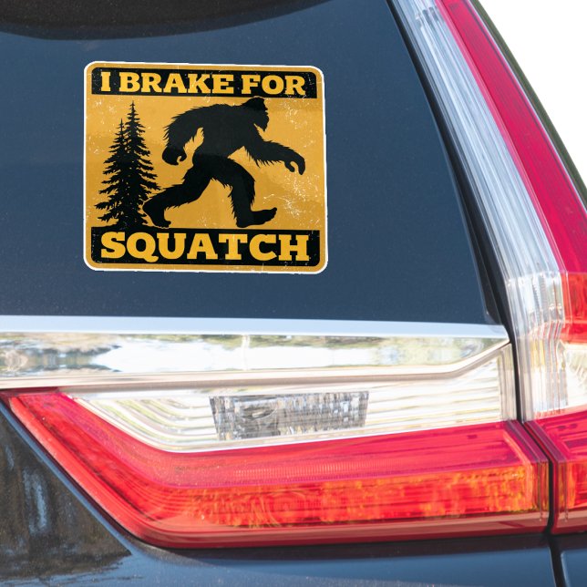 I Brake For Squatch Retro Bigfoot Funny Yellow (Creator Uploaded)