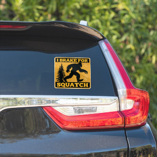 I Brake For Squatch Retro Bigfoot Funny Yellow