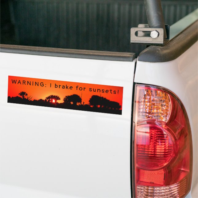 I Brake for Sunsets Bumper Sticker (On Truck)