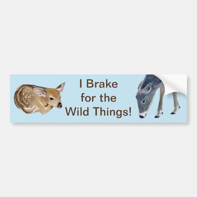 I Brake For The Wild Things! Bumper Sticker (Front)