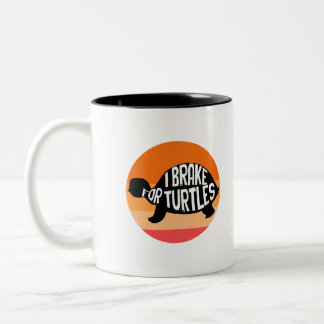 I Brake For Turtles, Animal Turtle Lover Two-Tone Coffee Mug