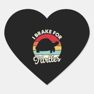 I Brake For Turtles Vintage Retro Turtle Lover Heart Sticker