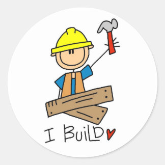 I Build Stick Figure Carpenter Tshirts Classic Round Sticker