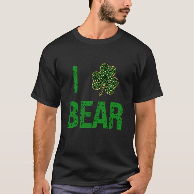 I C Bear Patrick's Day Irish Gold Leopard Beer T-Shirt (Front)
