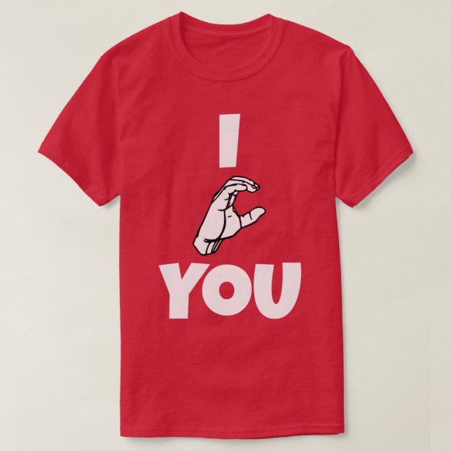 I C You text with Sign language black and white de T-Shirt (Design Front)