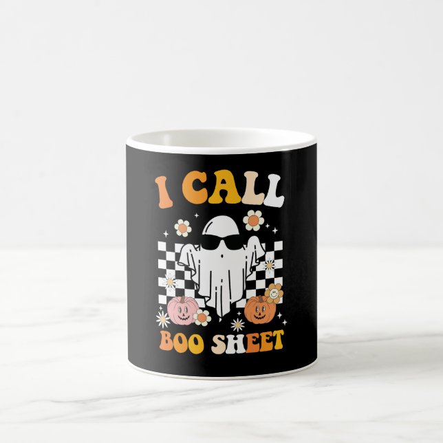 I Call Boo Sheet Halloween Retro Ghost Coffee Mug (Center)