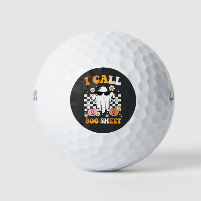 I Call Boo Sheet Halloween Retro Ghost Golf Balls (Front)