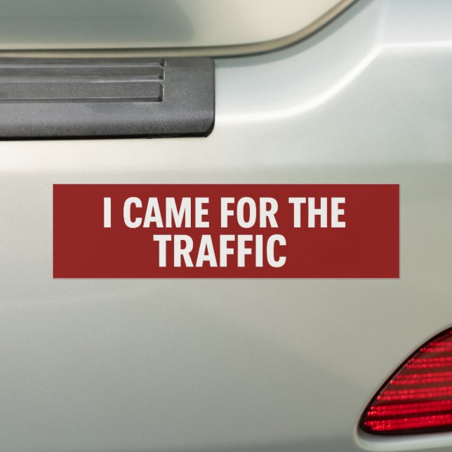 I Came for the Traffic – Sarcastic  Bumper Sticker (On Car)