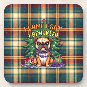 I Came I Sat I Sparkled Funny Christmas Bulldog Coaster