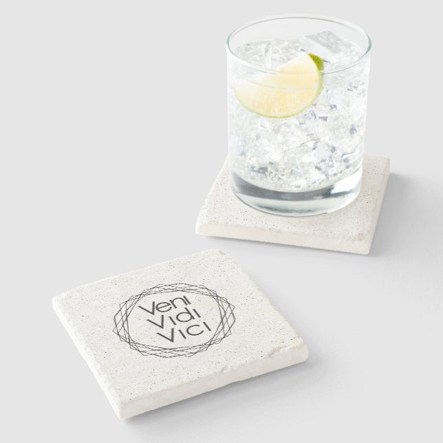 I Came, I Saw, I Conquered "Veni, Vidi, Vici" Stone Coaster (Side)