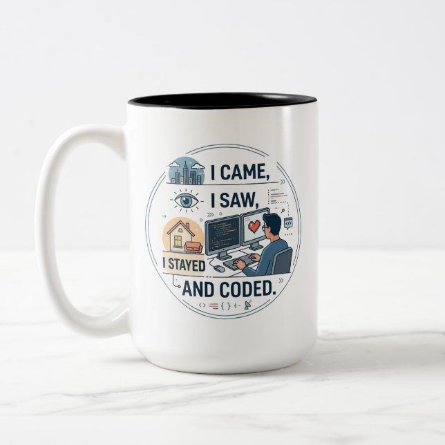 I Came I Saw I Stayed Home & Coded Mug (Left)