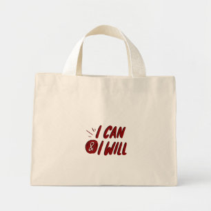i can and i will motivational design mini tote bag