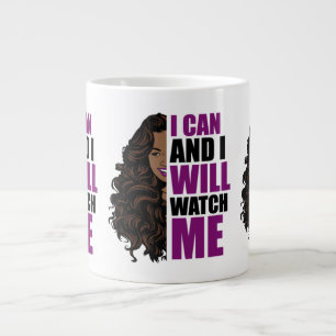 I can and I will watch me melanin sista black quee Large Coffee Mug