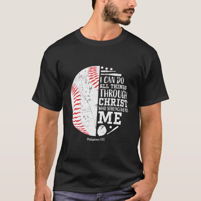 I Can Do All Things Baseball Gifts Youth Kids Men  T-Shirt (Front)