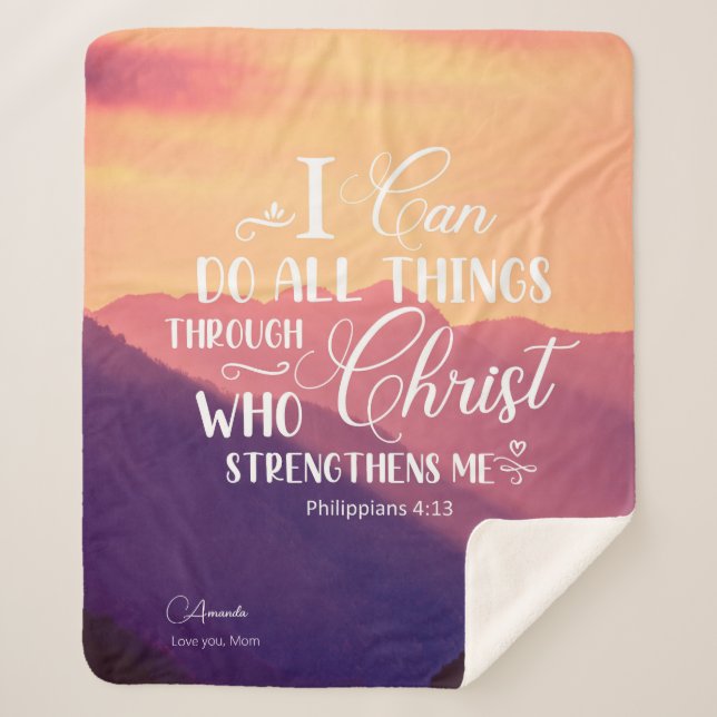 I Can Do all things Bible Christian Sherpa Blanket (Front)