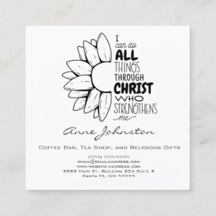 I Can Do All Things Bible Quote Flower Square Business Card