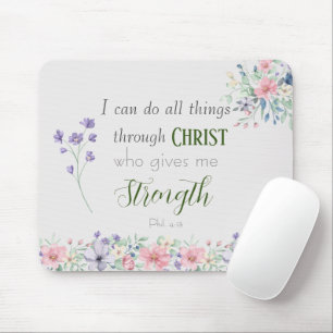  I Can Do All Things Bible Verse Elegant Botanical Mouse Pad