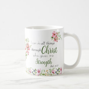I Can Do All Things Bible Verse with Monogram   Coffee Mug