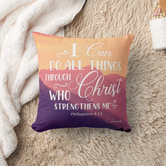 I Can Do all things Christian Bible throw pillow (Blanket)