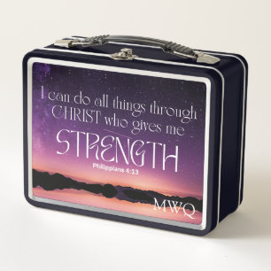 I CAN DO ALL THINGS Christian Monogram  Metal Lunch Box
