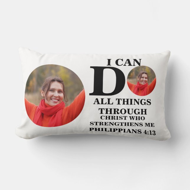 I can do all things Christian photo Bible verse Lumbar Cushion (Front)