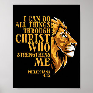 I Can Do All Things Lion Christian God Jesus Men W Poster