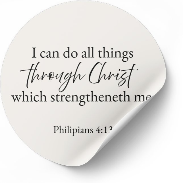 I Can Do All Things Philippians 4:13 Christian  Classic Round Sticker (Creator Uploaded)