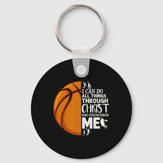 I Can Do All Things Through Christ Basketball Chri Key Ring (Front)