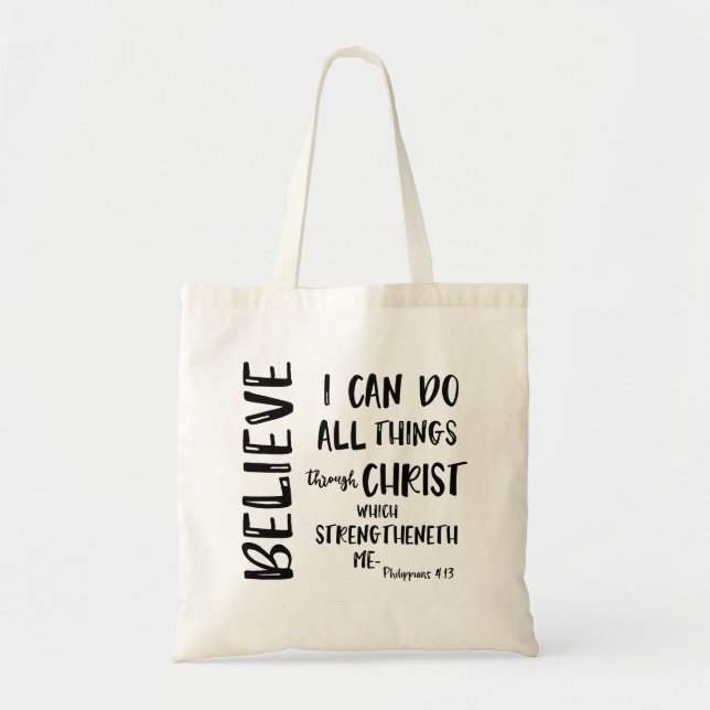 I Can do All Things through Christ Bible Verse Tote Bag (Front)