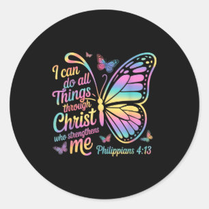 I Can Do All Things Through Christ Butterfly Bible Classic Round Sticker