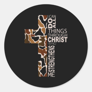 I Can Do All Things Through Christ Christian Camo  Classic Round Sticker